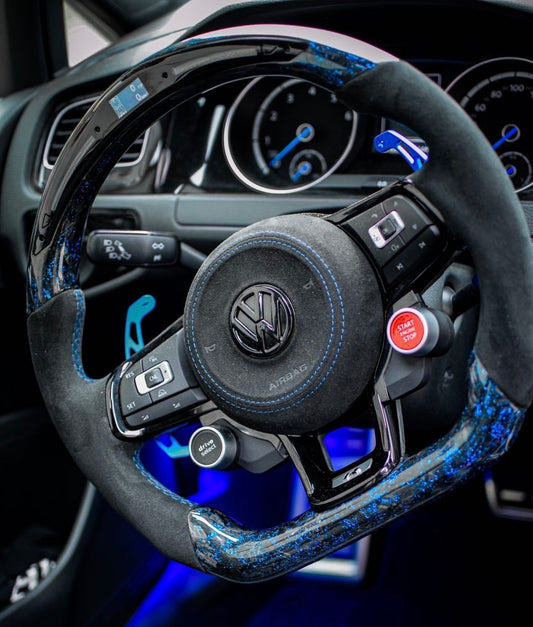 VW Golf 7/7.5 Sports Steering Wheel Forged Carbon Color Splitter (LED)