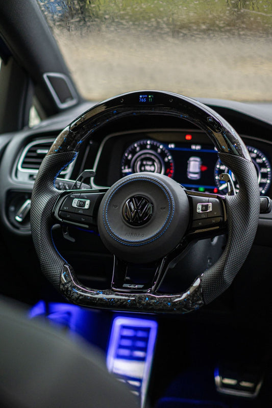 VW Golf 7/7.5 Sports Steering Wheel Forged Carbon Color Splitter (LED)